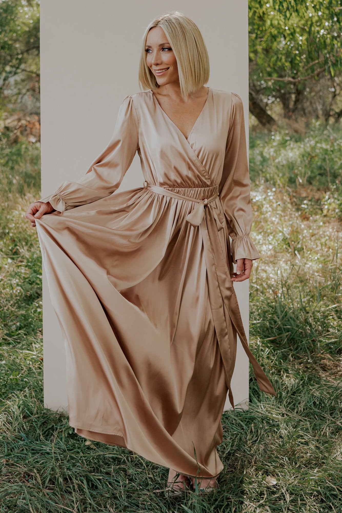 Holly Satin Maxi Dress | Champagne ...